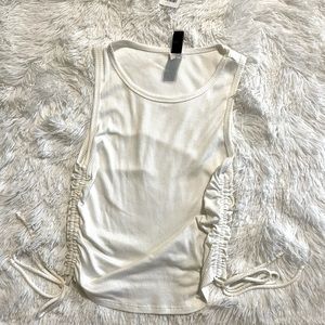 White tank top with scrunched up sides